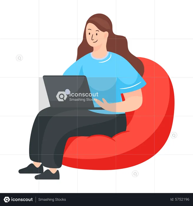 Woman Working on laptop  Illustration