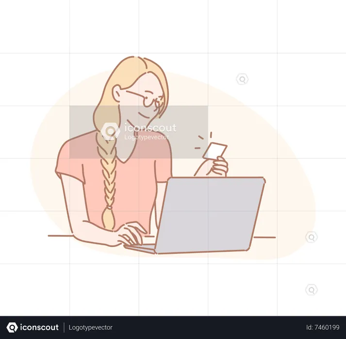 Woman working on laptop  Illustration