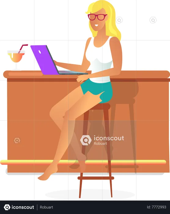 Woman working on Laptop  Illustration
