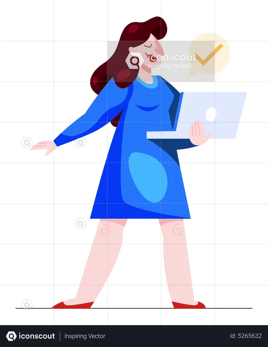 Woman working on laptop  Illustration