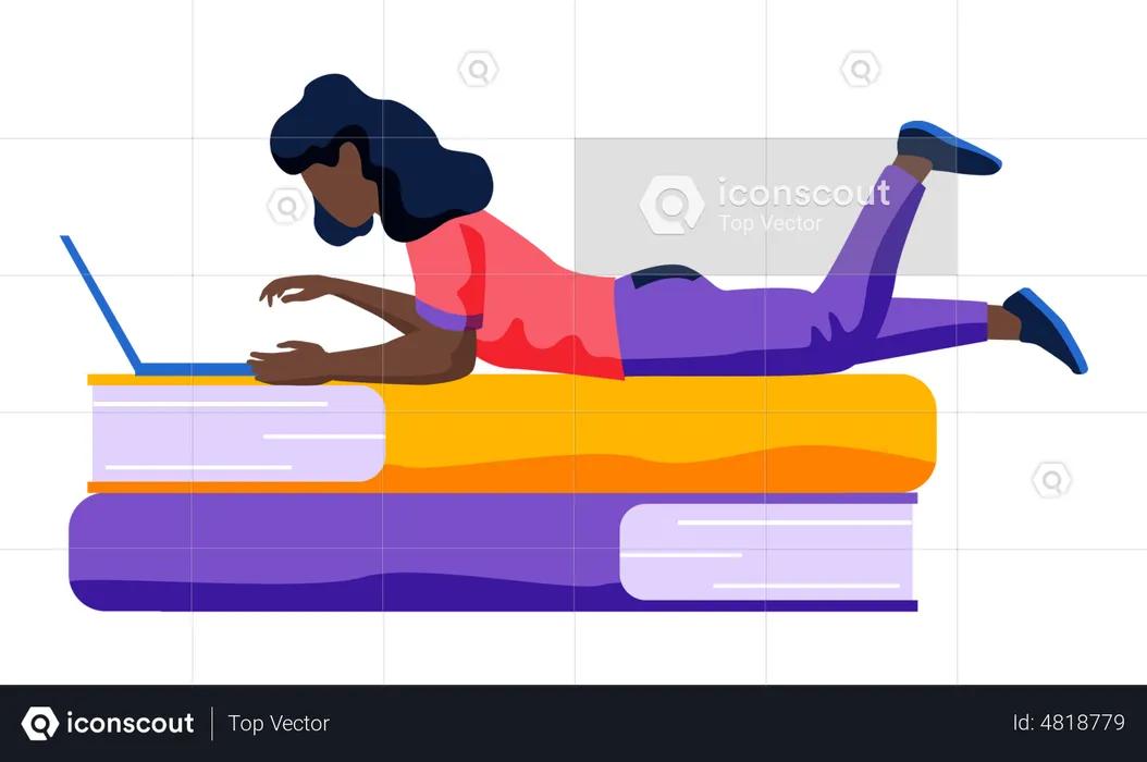 Woman working on laptop  Illustration