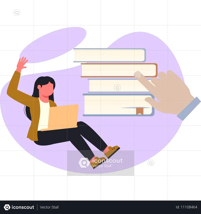 Woman working on laptop  Illustration