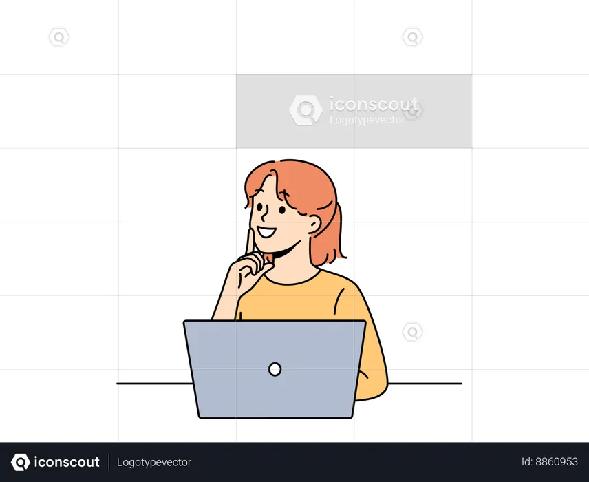 Woman working on laptop Side job  Illustration