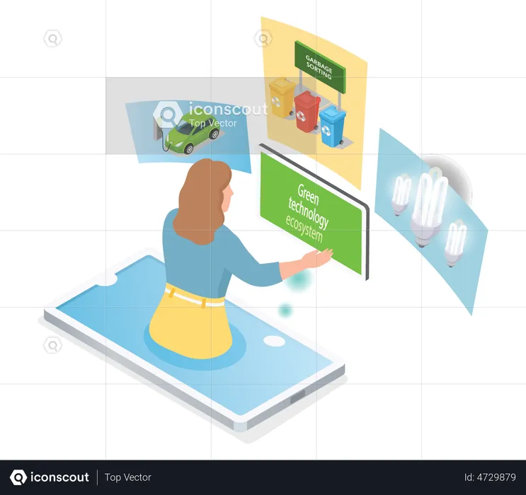 Woman Working On New Technology  Illustration
