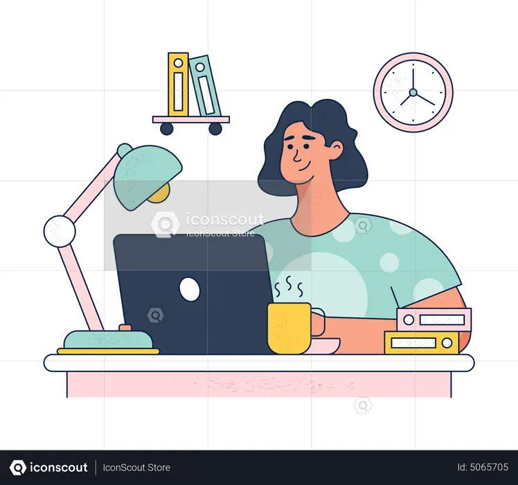 Woman Working On Project  Illustration