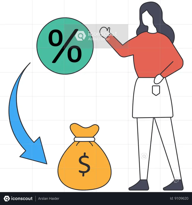 Woman working on Rebate Program  Illustration