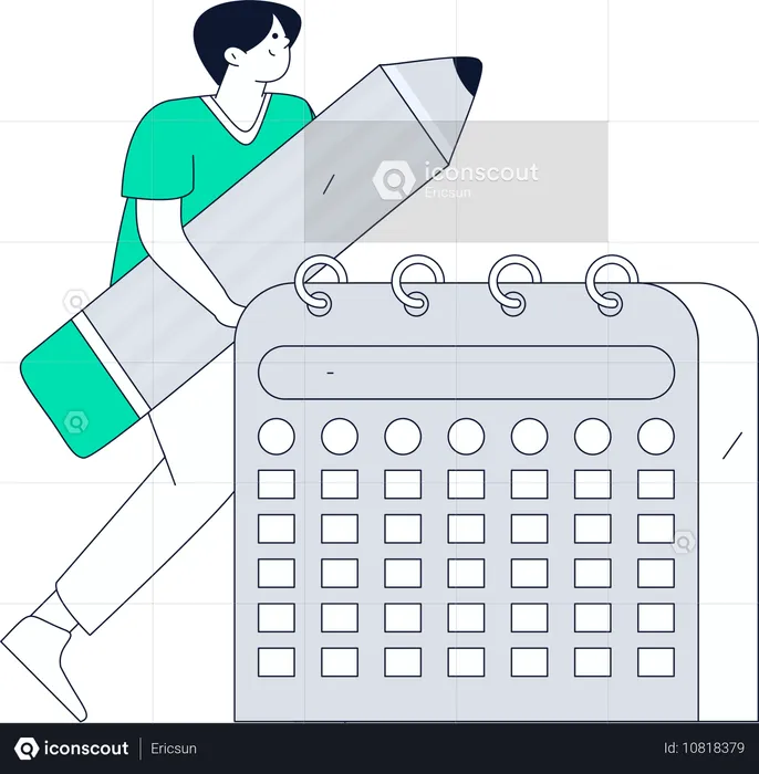 Woman working on schedule calendar  Illustration