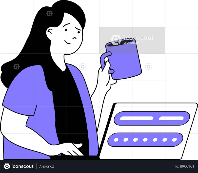 Woman working on securing personal data  Illustration