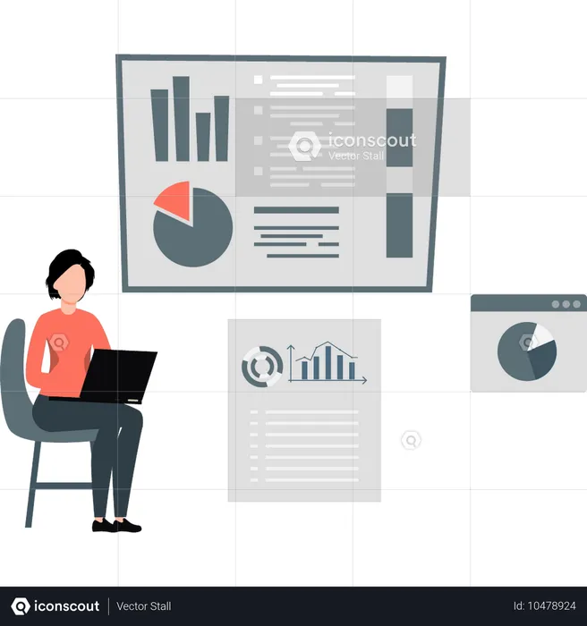 Woman working on social media marketing  Illustration