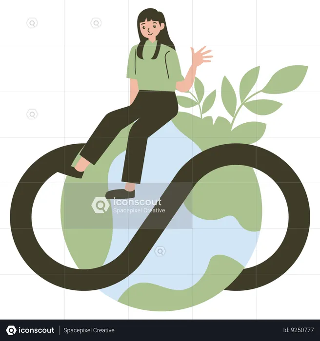 Woman working on sustainable economy  Illustration