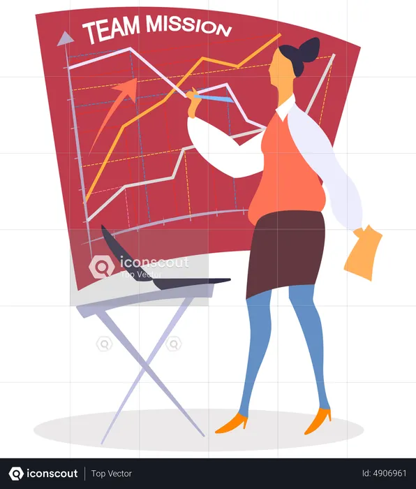 Woman working on team mission  Illustration