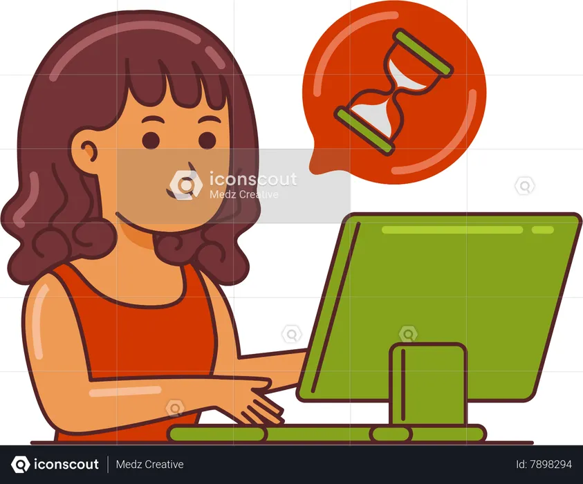 Woman Working on time efficiency  Illustration