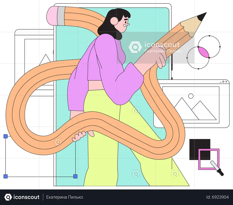 Woman working on UI UX prototyping  Illustration