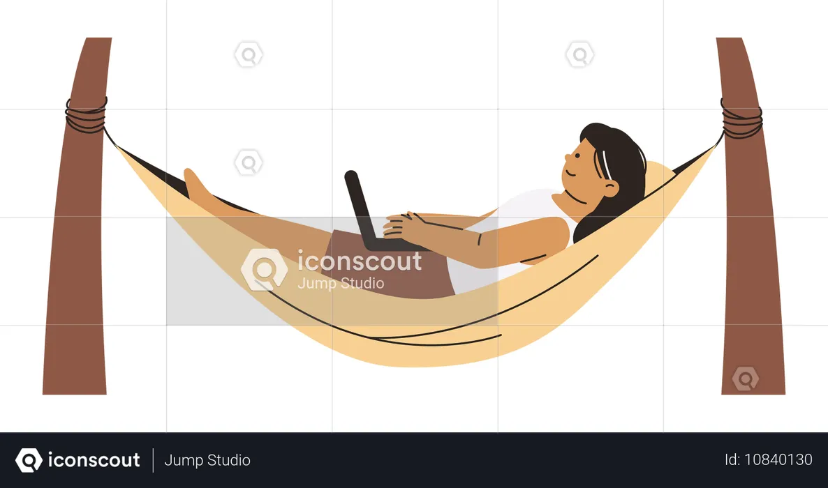 Woman working on vacation  Illustration