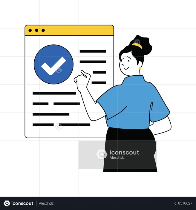 Woman working on website  Illustration