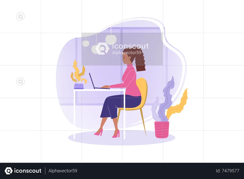 Woman working online  Illustration