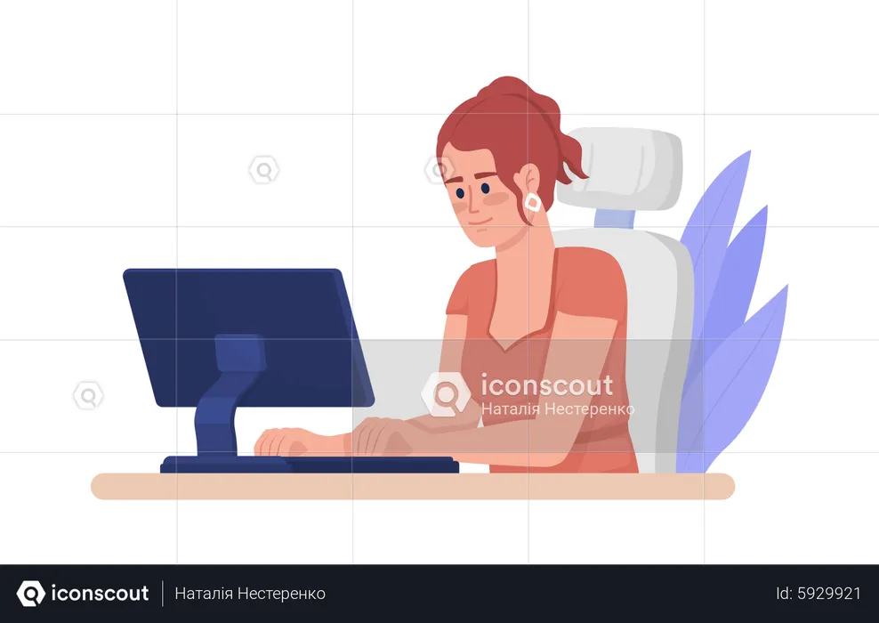 Woman working online  Illustration