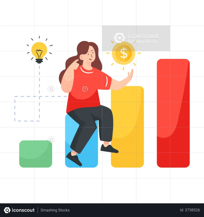 Woman working to increase revenue  Illustration