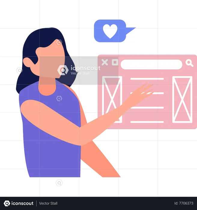 Woman working web design  Illustration