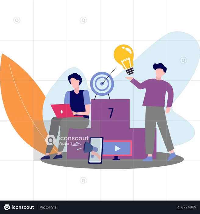 Woman working with business target  Illustration