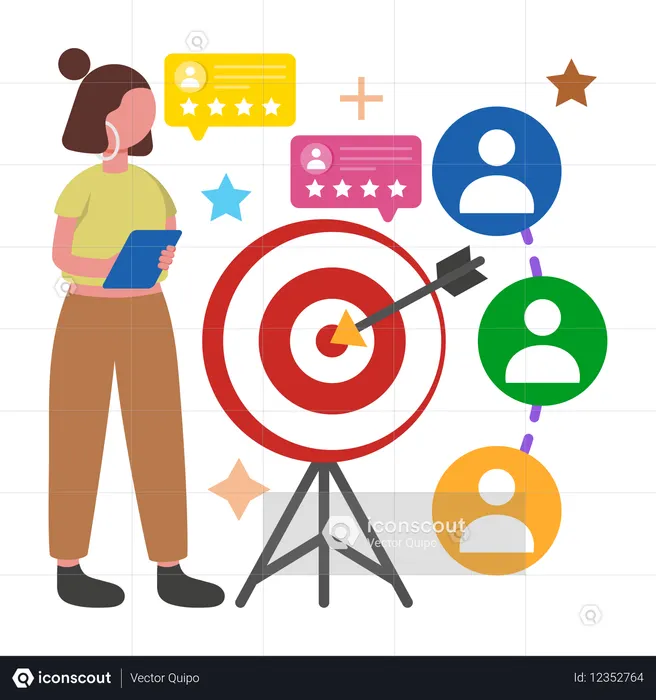 Woman working with Customer Focus  Illustration
