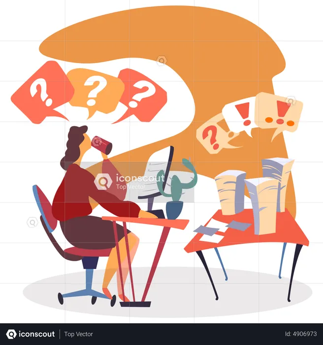 Woman working with customer queries  Illustration