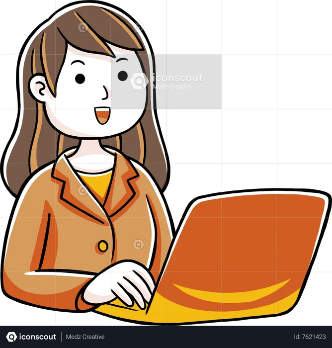 Woman working with laptop  Illustration