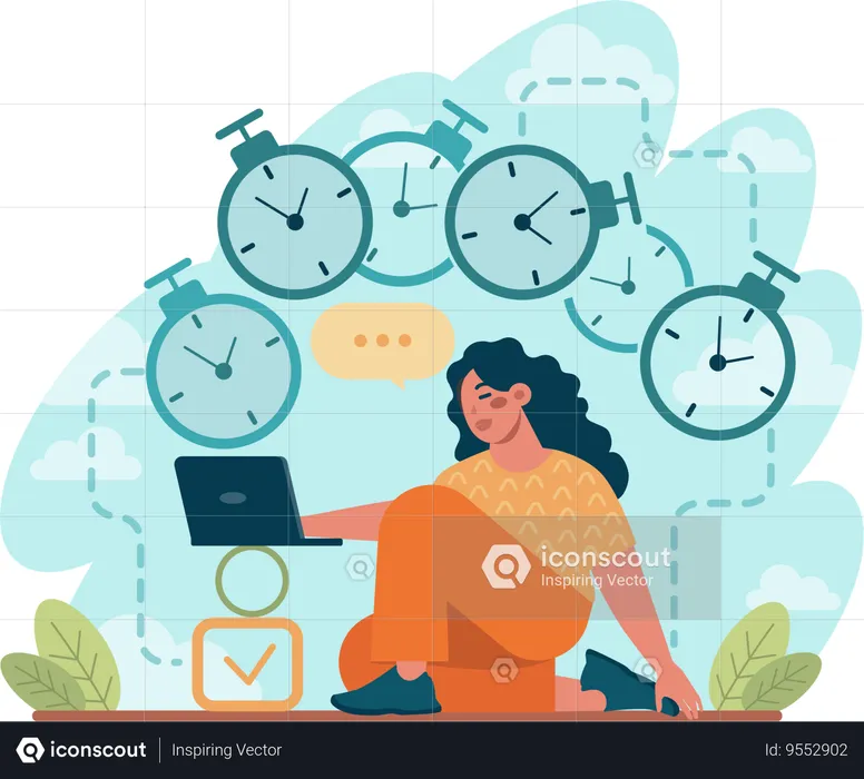 Woman working with task schedule  Illustration