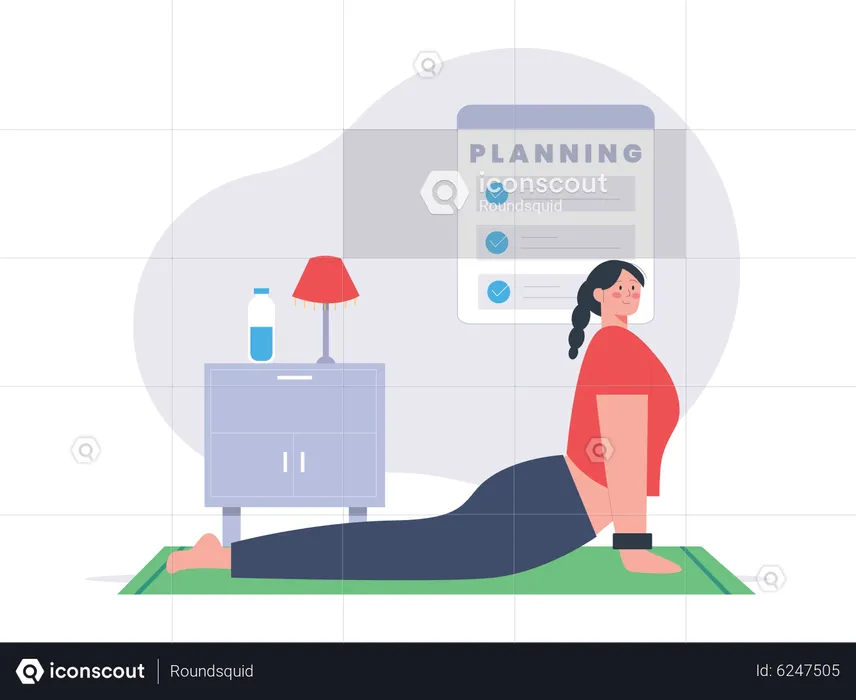 Woman workout according to gym plan  Illustration