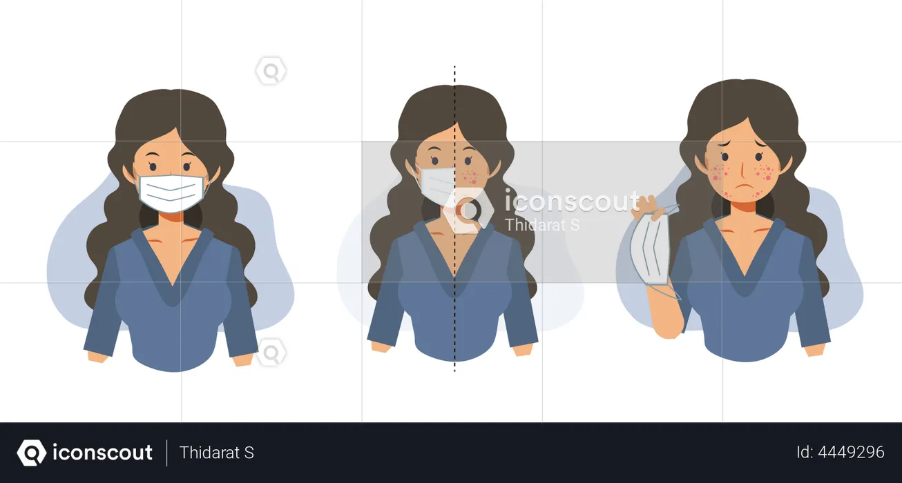 Woman worried about acne  Illustration
