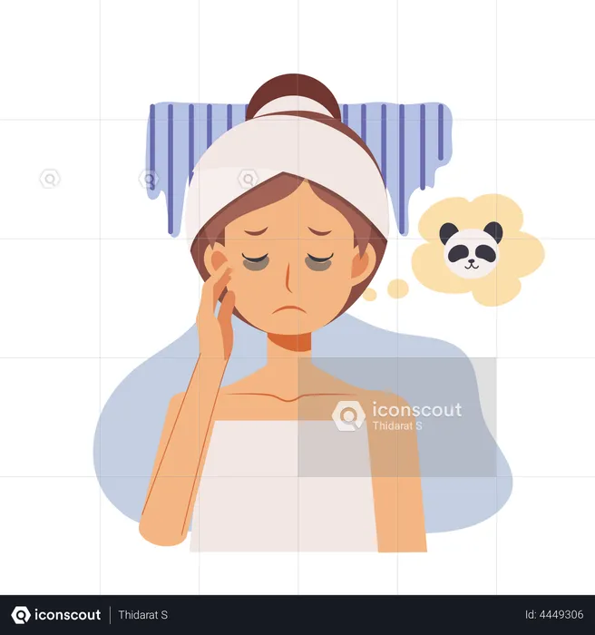 Woman worried about dark circles  Illustration