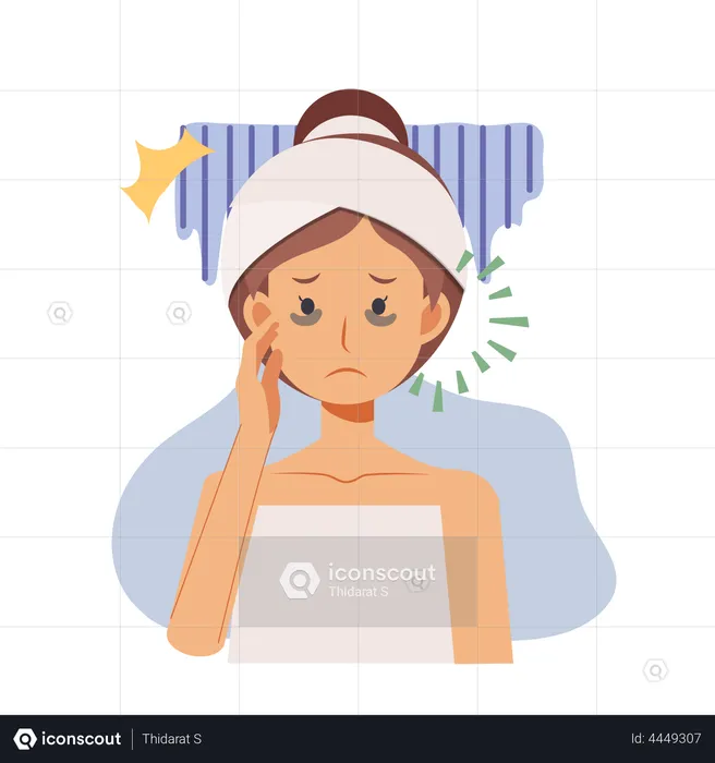 Woman worried about dark circles  Illustration