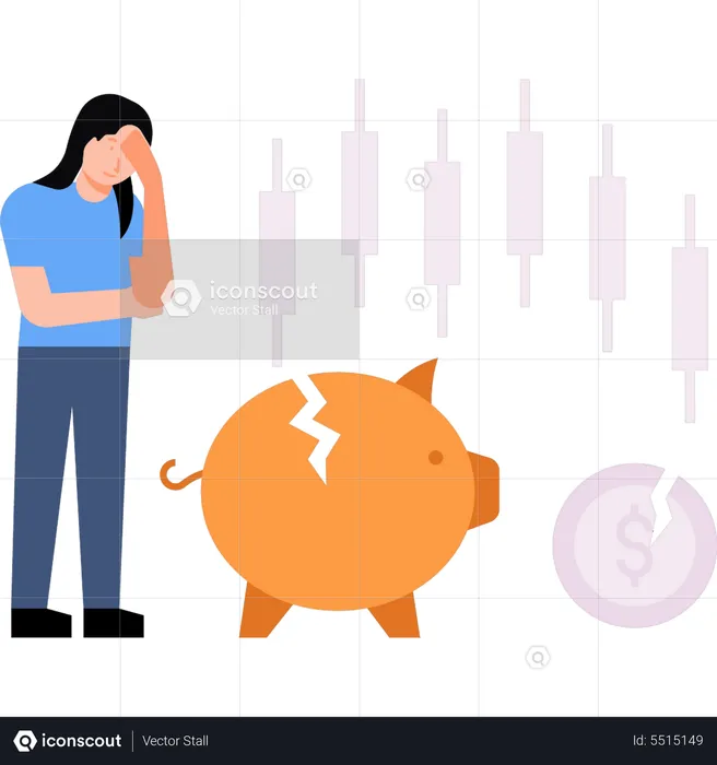 Woman worried about money  Illustration