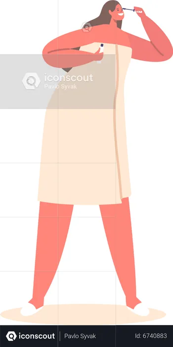 Woman Wrapped in Bath Towel  Illustration