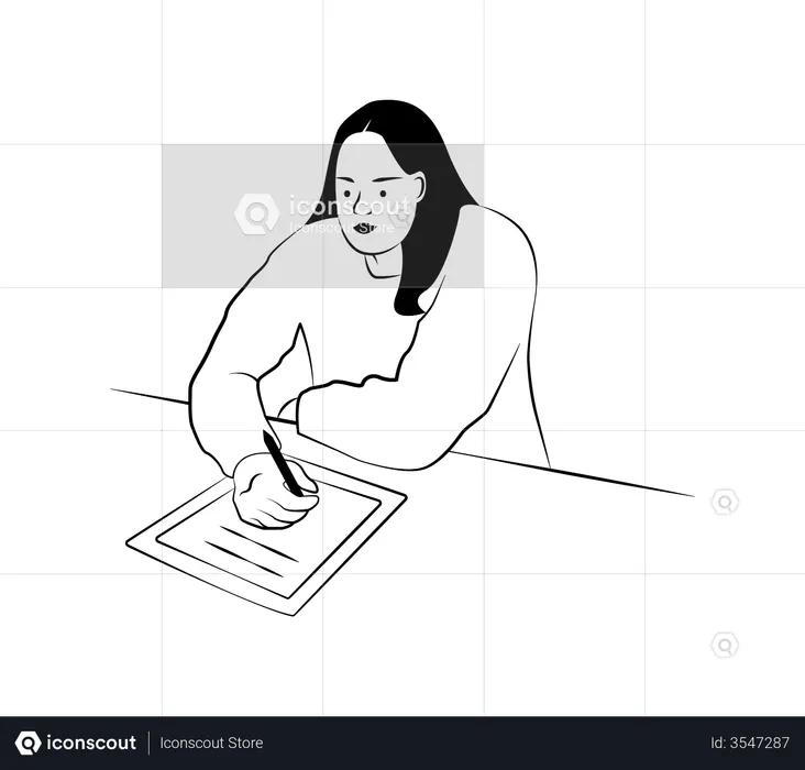 Woman writing a note  Illustration