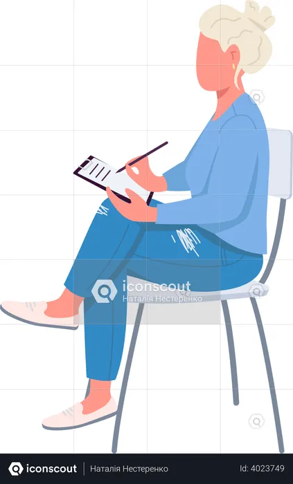 Woman writing on clipboard  Illustration
