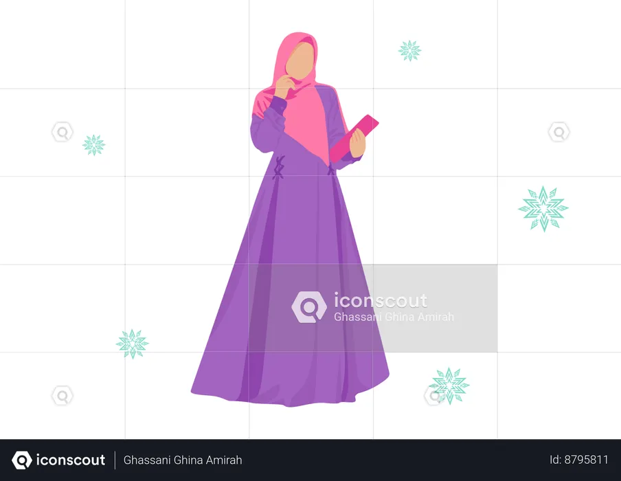 Women abaya fashion purple and pink combination  Illustration