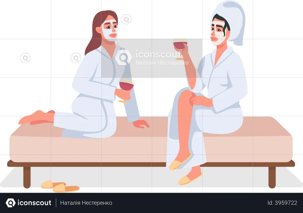 Women at spa  Illustration