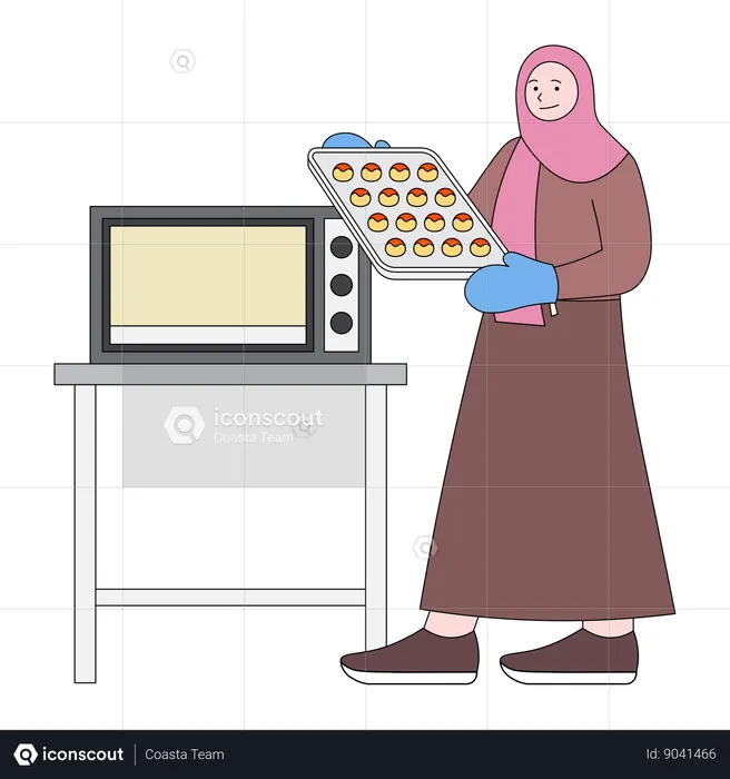 Women baking cookies  Illustration