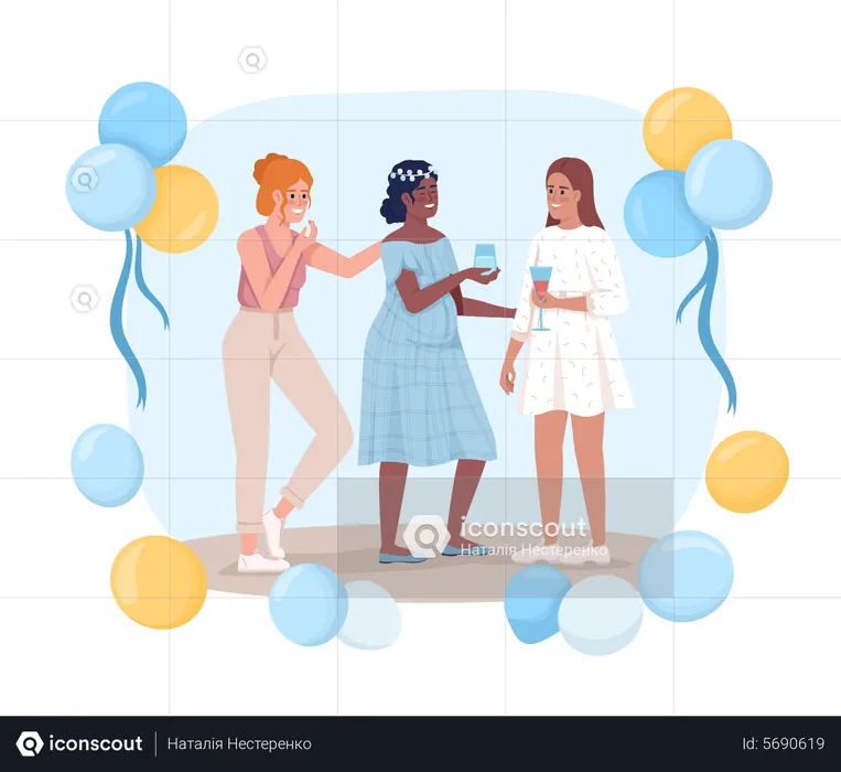 Women Celebrating baby shower  Illustration