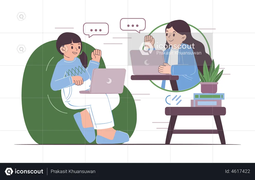 Women conducting online video conference  Illustration