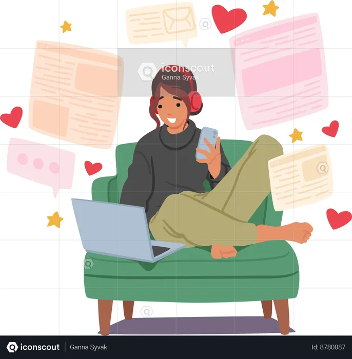 Women Connecting Through Internet Love Chats  Illustration