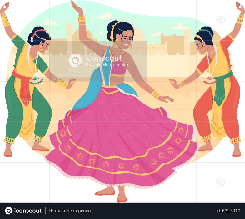 Women dancing on Diwali  Illustration