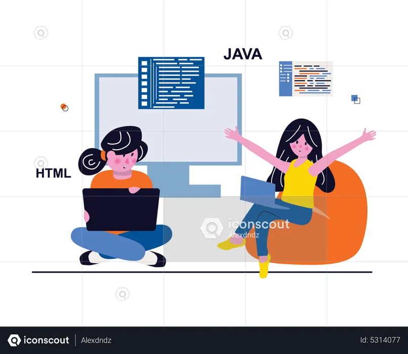 Women developer working together  Illustration