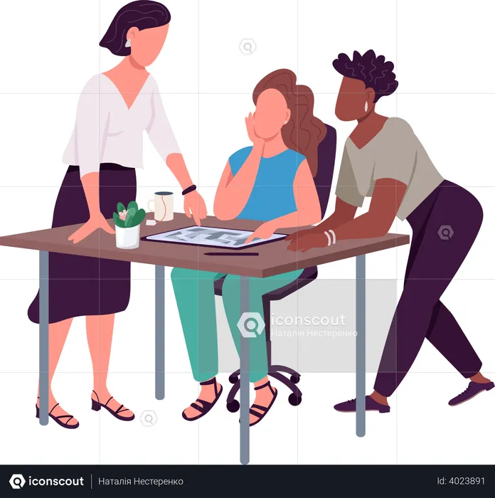 Women discussing project  Illustration