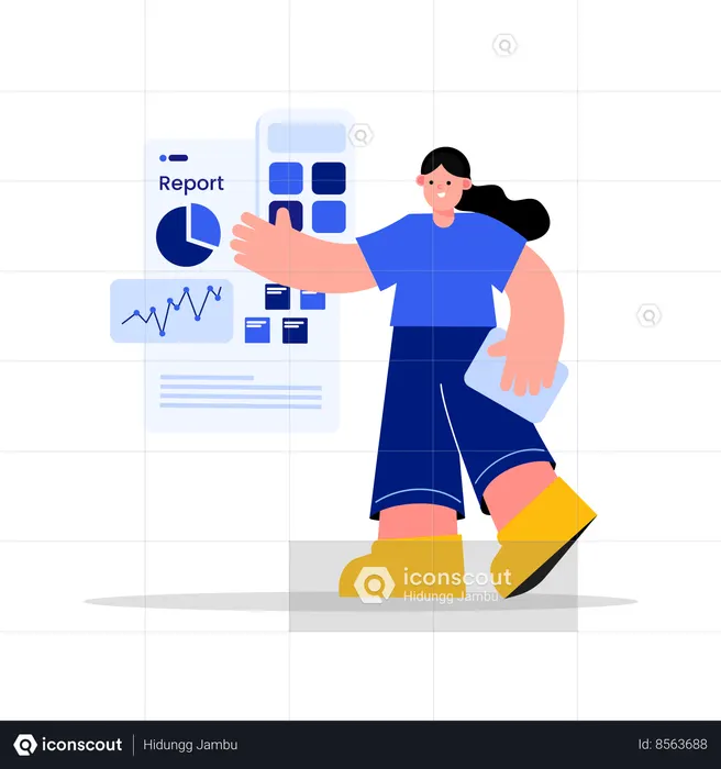 Women doing finance analysis report  Illustration