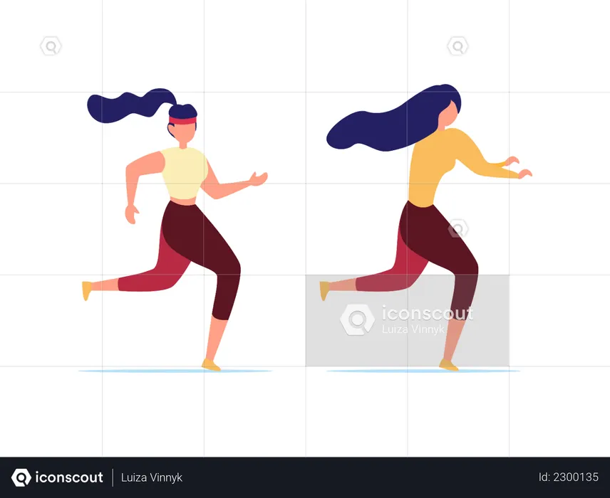Women doing Jogging and Exercise  Illustration