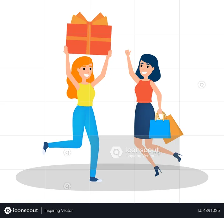 Women Doing Shopping  Illustration