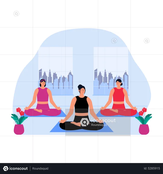 Women doing yoga  Illustration