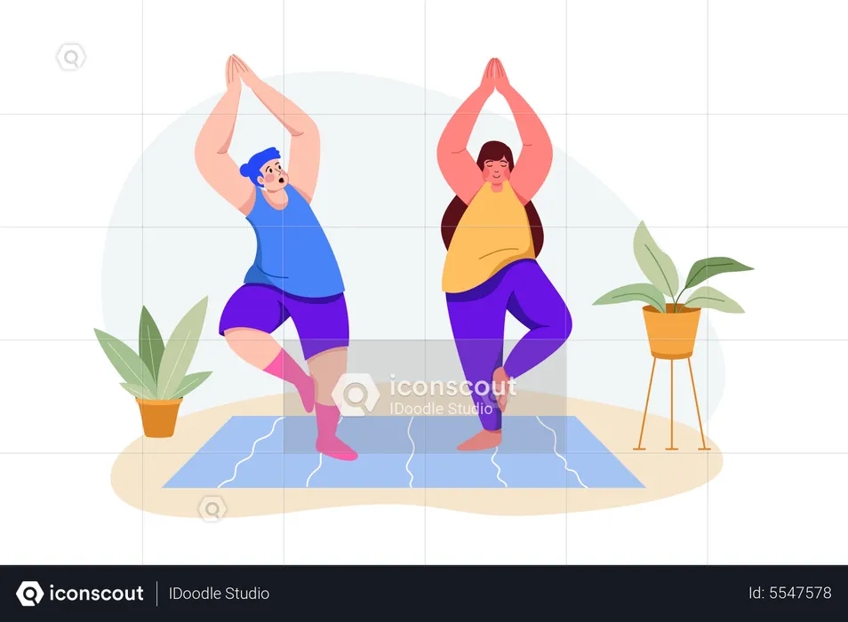 Women doing yoga on Friendship Day  Illustration